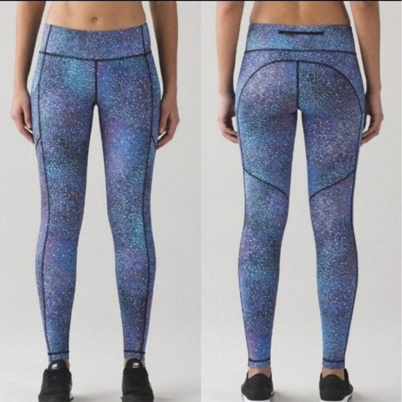 LULULEMON Speed Tight V Strive Multi Mermaid Rainbow GALAXY side pckts Size 4 - Picture 2 of 8